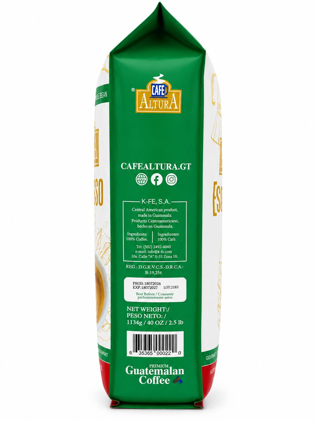 Espresso grano 2.5 Lbs (40oz)